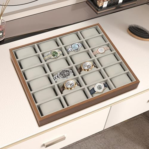 GAOUSD Scatola per orologi con 24 scomparti per riporre orologi, organizzatore, cofanetto per uomini e donne, con cuscino rimovibile, adatto per riporre orologi, gioielli