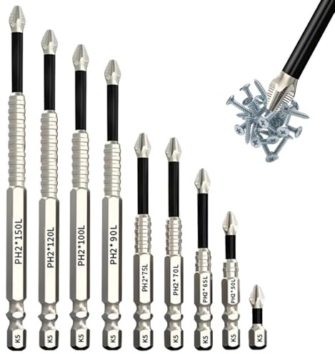 9PCS High Magnetic Screwdriver Drill Bit Set, Magnetized Driver Bits with Anti-Slip Strong Grip for Precision Drilling, Fastening, DIY Projects