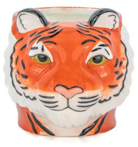 Sass & Belle Tiger Ceramic Indoor Planter – Colourful Mini Pot for Succulents, Cactus, Flower Bulbs, Quirky Home Décor, Garden Accessory, Plant Pot Gift Idea