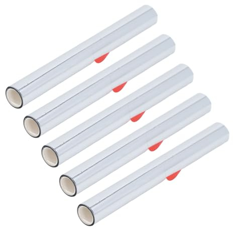 Pellicola per Stampaggio a Caldo 5 Rotoli x 15cm - Effetto Lusso per Artigianato e Decorazioni - Pellicola Hot Stamping in PU e PET per Progetti Creativi (Argento)