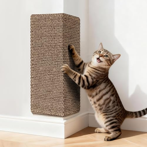 Alfombrilla Rascador Gatos, 30x60cm Marrón Protector Muebles y Paredes, Gruesa y Duradera, Sin Pelusas, para Esquinas, Puertas y Suelos, Adhesiva y Resistente