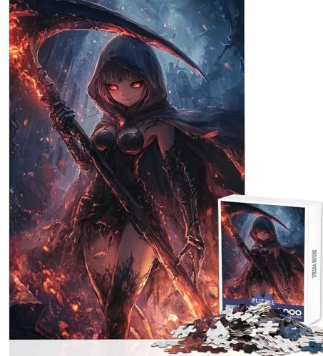 Puzzle da 1000 pezzi per adulti raffigurante una ragazza anime dark con la falce Gioco pratico ideale come regalo o giocattolo per donne (50x75cm)