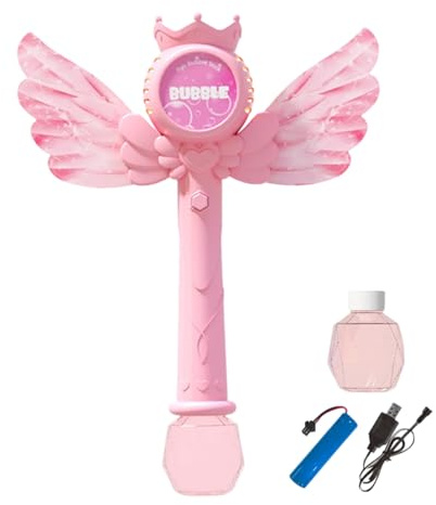 Hobngmuc Varitas De Burbujas para Niños, Varitas De Burbujas Princess con Luces LED Y Música, Juguete De FiesteAl Aire Libre, Regalo De Cumpleaños para Niñas Y Niños (3-8 Años)