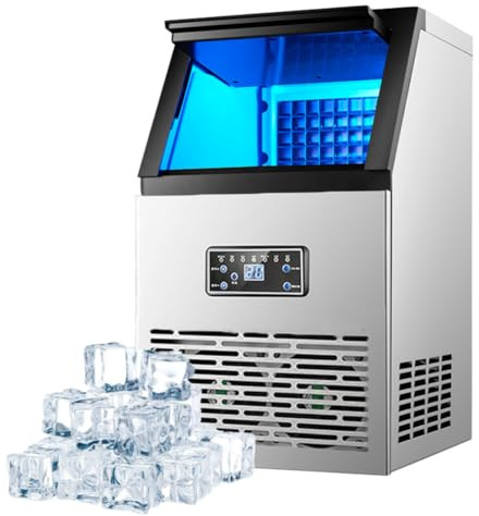 Macchina per il ghiaccio commerciale, 60 kg/24 h, macchina per il ghiaccio da banco con autopulente, compatta, per bar, caffetteria, negozio di tè