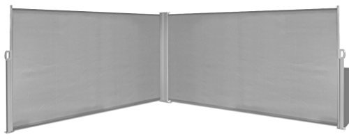 utdragbar sidomärkning markis 160 x 600 cm stående markis med stativfoster synskydd solskydd grå för balkong terrass