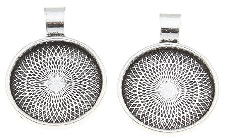 Perlin 8stk Metall Anhänger Fassungen für 30mm Runde Cabochon-Fassung Rahmen Charm Medaillons M497 x2