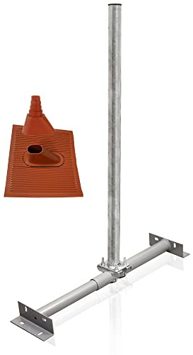 Premium X Basic X100-48 Dachsparrenhalter Montage Set für Satellitenschüssel Sparrenhalter 1m Mast SAT ALU-Ziegel Manschette rot