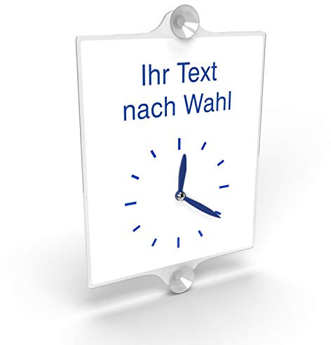 Betriebsausstattung24 Individuelles Ladentürschild einstellbare Uhrzeit | Plexiglasschild mit Saugnäpfen für Gewerbe und Privat (Text nach Wahl, 21 x 30 cm)