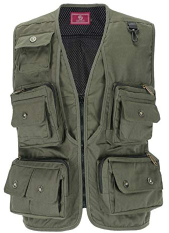 KTWOLEN Gilet de Pêche pour Homme à l'extérieur Multi-Poches Gilet Sans Manches Veste de Loisirs Gilet pour Camping en Photographie