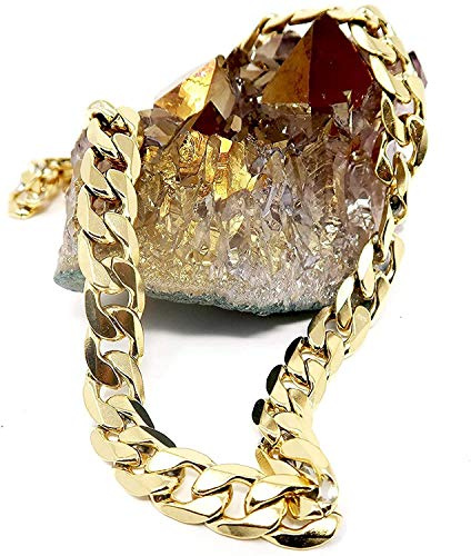 Lifetime Bling 14ct 9MM Gold Chain Cuban link Necklace for Men, Women 14k Diamond cut w/real strong Solid Clasp.