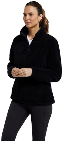 Mountain Warehouse Teddy Womens Fleece - Warm & Cosy Ladies Sweatshirt, Half Zip Top, Lightweight Sweater, Antipill -Best for Winter, Outdoors Black Women's Size 12