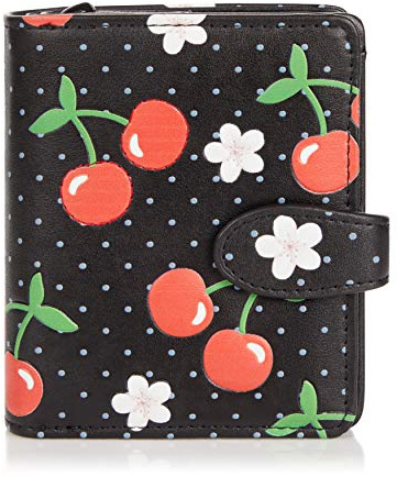 Shag Wear ® Portemonnaie Geldbörse Damen Geldbeutel Mädchen Bifold Mehrfarbig Portmonee Designs: (Kirschen/Cherrys)