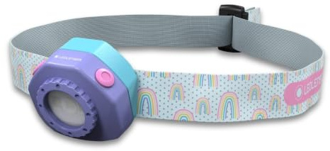 Ledlenser KIDLED4R Kinder-Stirnlampe Wiederaufladbar | 3 LED-Farben und Blinkmodus, Leichtgewicht 25g, inkl. Taschenclip, automatische Abschaltfunktion, zum Lesen, Campen, Geschenk für Kinder, Lila