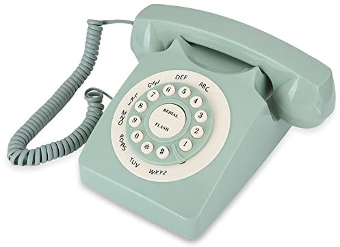 Telefono Antico Ad Alta Definizione, Linea Fissa con Filo Vintage, Linea Fissa Europea Vintage, Grande Pulsante Trasparente, per la Casa, L'ufficio, L'arredamento