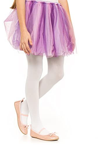 OVISSA Ballet Tights for Girls - School Uniform Dancing Sport 50 DEN With Microfibre - Strong Footed Soft Kids Tights 3-4 Years, White