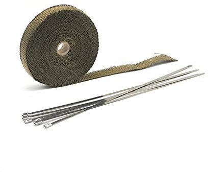 GSXLZ Hitzeschutzband 5/10/15 / 20m Motorrad Auspuff Thermalband Auspuff-Wärmeband-Wrap-Krümmer-Isolationswalzen-Resistent mit rostfreiem Krawatten 312 (Color : 2.5x20m)