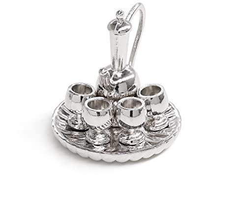 Odoria 1/12 Scale Dolls House Miniature Flagon and Glass Dollhouse Accessories, Silver
