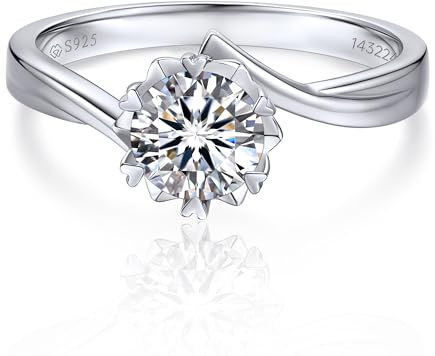 MomentWish Anelli Donna, 1 Carato Anello di Fidanzamento Moissanite VVS1 D Colore Anello di Eternità S925 Argento anelli Regalo di nozze per Donna Sposa Anello Dimensione60