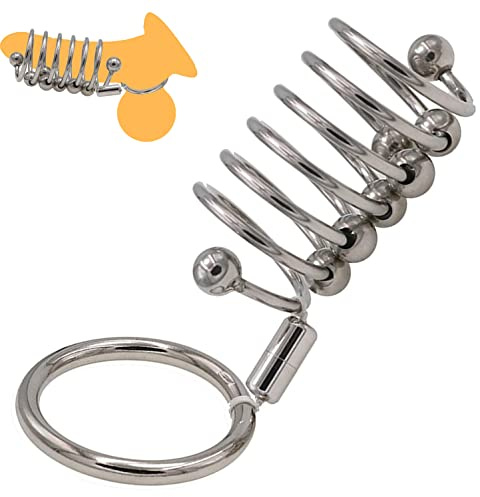 6 Ring Penisring Edelstahl Stahlkugel Cockring Mit Hodenring Penis-Hodenteiler Eichelring Erektion Ring Für Männer Sex Peniskäfig Penis Bondage Keuschheit Ring SM Sexspielzeug,30mm cage,45mm Ring