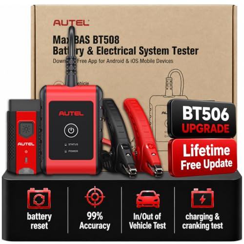 Autel Car Battery Tester Automotive 6v 12v MaxiBAS BT508 Cranking Ability Analyzer Adaptive Conductance AutoVIN in-Vehicle Out-of-Vehicle Tests BAS Manager with BT VCI 200 Better BT506 Lite of BT608
