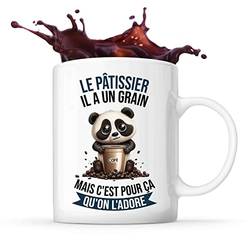 Planetee Tasse Le Pâtissier Panda Café | Idée Mug Cadeau Travail Métier Humour Collègue Homme Anniversaire Noël