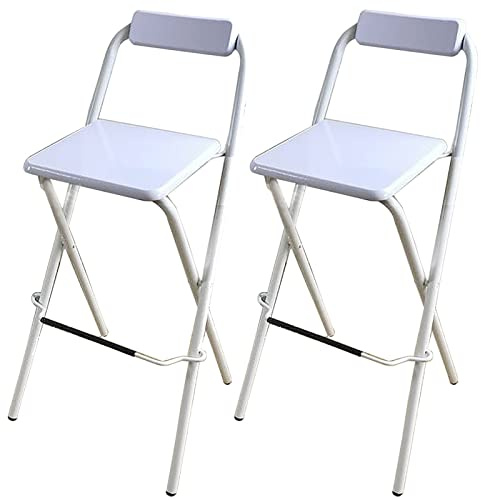 75cm/30 Pollici Sgabello da Bar Pieghevole Sedia Alta Portatile, Sgabello Pieghevole di Altezza del contatore per l'interno all'aperto, nessun Montaggio, capacità di carico 150kg/330lbs (Color : Whit