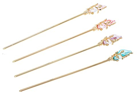 FRCOLOR 4 Stück Haarnadel Vintage Haarschmuck Dekorative Haarspangen Hanfu Haarschmuck Retro Haarnadel Chinesischer Stil Haarstab Legierung Haarstab Pin Blumen Hanfu Braut Legierung