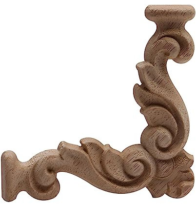 Schnitzerei Onlay Kunsthandwerk Holzfiguren Rahmenapplikation Onlay Holzaufkleber Klassische Antike Blumenblätter Holzdekoration Wände 15 X 15 X 3.5 Cm 2 Stück