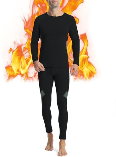 Runhit Thermounterwäsche Herren Winter Funktionsunterwäsche Thermounterhose Herren Unterhosen Lang Funktionswäsche Skiunterwäsche Thermo Unterwäsche Männer Extra Warm S