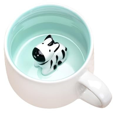 soulnioi Bonita taza de café de cerámica 3D con asa, figura de animal hecha a mano, taza de cerámica para café, té, leche, regalo para cumpleaños, graduación, San Valentín, bodas (cebra)