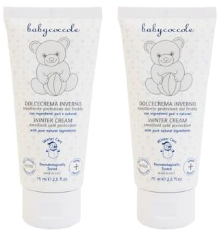 Babycoccole KIT 2 DOLCE CREMA INVERNO Idrata Protegge da freddo e vento la pelle dei bambini. Ingredienti naturali. Contrasta Rossori e Screpolature, Ideale per Pelle Sensibile. 2X75ml
