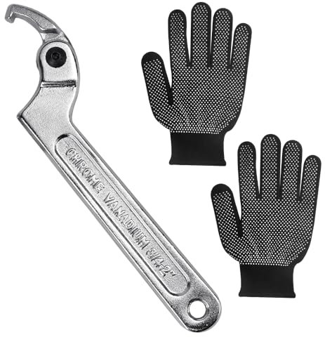 ZACUDA Chiave regolabile in acciaio al cromo vanadio 35 mm, chiave a gomito per moto e bicicletta, ammortizzatore con 1 paio di guanti, testa quadrata