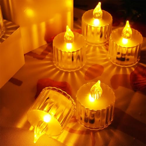Lot de 24 bougies chauffe-plat LED avec piles, boîte durable jaune chaud, lumière LED, bougies chauffe-plat électriques pour extérieur, mariage, anniversaire, table, chambre, décoration d'Halloween,