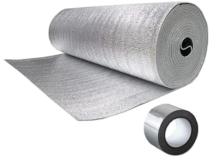 Ecohome Floor-Foam Insulation 1.2m x 25m | Insulating Dense Foam Membrane | Reflective True Aluminium Foils | Under Carpet & Laminate Insulation | Suitable for Timber and Concrete