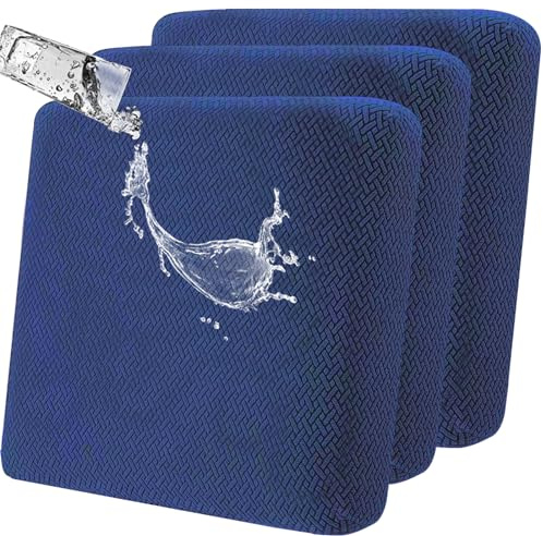 SHANNA Stretch Sofa Sitzkissenbezüge rutschfest Sofabezug: Gartenmöbel Couchkissen Schonbezüge wasserdichte Outdoor Patio Couch Kissen Schonbezug Möbelschutz für Haustiere (3-Sitzer,Marineblau)