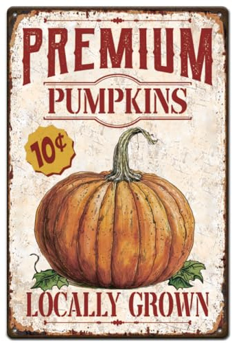 SUPERDANT Metal Signs Retro Metal Pumpkin Tin Signs Wall Poster Retro Metal Sign Decor Wall Art Metal Plaque for Home Livingroom Coffee Bar Farmhouse Idyllic Wall Art Decor Gift