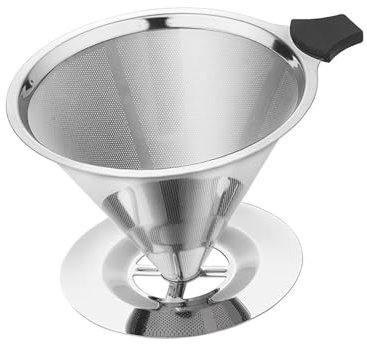 Baoblaze Filtro de café de acero inoxidable, filtro de café, filtro de café de cono para café, grande