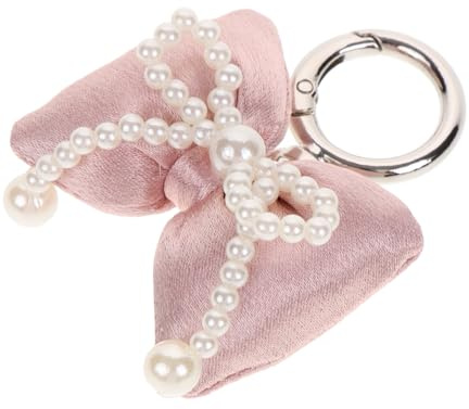 WRITWAA Charmanter Rosa Schleifenanhänger Mit Kunstperlen, Eleganter Schlüsselanhänger Für Damen, Vielseitiger Taschenanhänger Für Handtaschen Und Rucksäcke, 2,75 X 2,16 X 0,90 Zoll