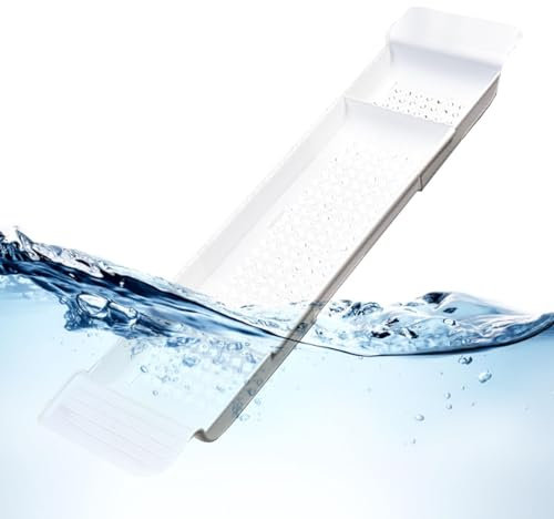 Genikeer Vassoi Da Bagno - Vassoio Estensibile Per Vasca Da Bagno Caddy Per Asciugamani, Candele, Bicchiere Vino