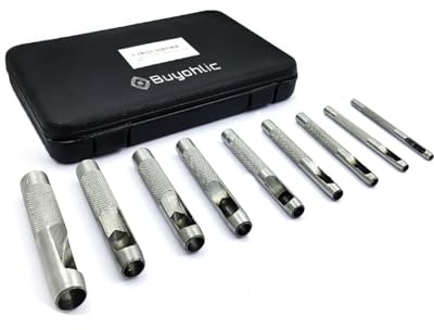 Buyohlic Lot de 9 poinçons ronds en cuir creux pour bracelet de montre, ceinture, bracelet, bricolage du cuir