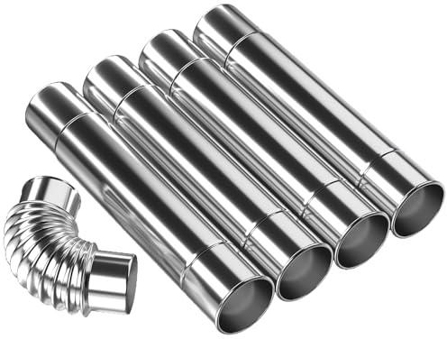 Chimneys Pipe AVOFOREST 5 Pcs Diameter 2.36Stainless Steel Stove Chimneys Durable Chimney Pipe Kit