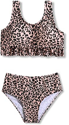 Arshiner Mädchen Bikini Set Kinder Bustier Bikinislip Zweiteilig Badeanzüge | Rüschen Tankini,Sommer 2-Teilig Schwimmanzug,Mode Blumendruck,Strand Surf,Swimsuit,Bademode Set,5-12 Jahre
