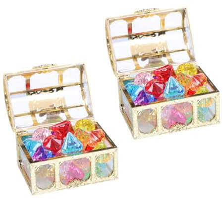 JOINPAYA Schatztruhe Zum Fantasievollen Spielen Für Jungen Und Mädchen 2 Schachteln Mit Acryl-edelsteinen Für Partys