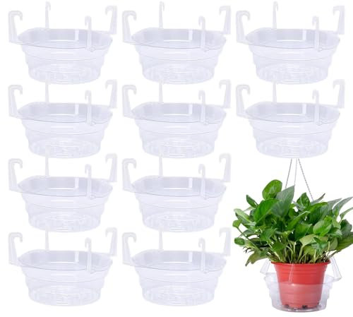 10 piezas de colectores de agua para plantas colgantes, bandeja transparente para plantas – Platillos colgantes para plantas, bandejas de goteo para interiores y exteriores