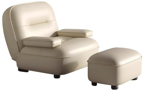 ZAWQFDZ Lounge Chair, Verstellbarer Loungesessel, mit Hochdichtem Schaumstoff und Stabilem Stahlrahmen, für Wohnzimmer, Arbeitszimmer, Büro(White)
