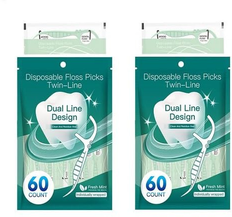 Zahnseide Sticks Einzeln Verpackt 120 Stück Minze Twin lines Cleaning Zahnseide Doopelten Fäden Zahnseidesticks Floss Picks Zahnsticks für Zahnreinigung für Erwachsene Kinder