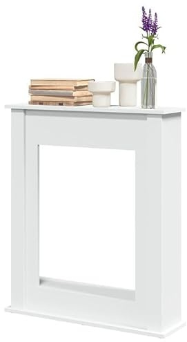 Kaminumrandung Weiß 75x20x87,5 cm - Dekorative Umrandung für Kamine & Holzöfen - Hochwertiger Holzwerkstoff - Einfache Montage & Stilsicheres Design