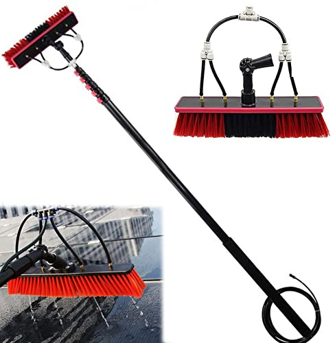 Telescopic Window Cleaning Brush Kit, 3.6-12M Water Fed Pole Cleaner, 55cm Brush for Efficient Shower & Window Washing, Extendable Hose Attachment, 24ft Reach