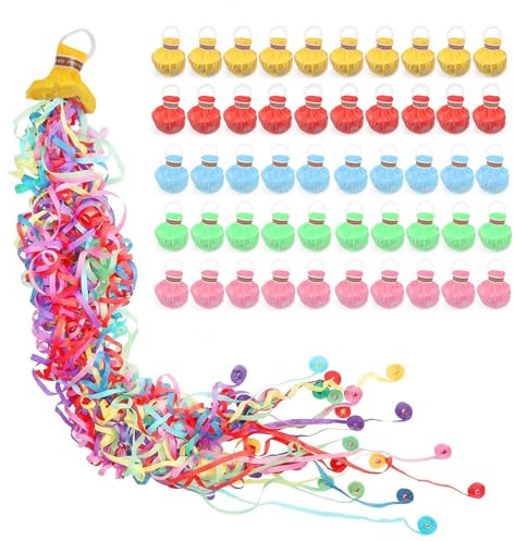 Paquete de 50 Serpentinas para Lanzar Bombas, Serpentinas de Confeti, Serpentinas de Lanzamiento a Mano, Serpentinas para Lanzar a Mano, Serpentinas de Papel para Nochevieja para Cumpleaños, Bodas