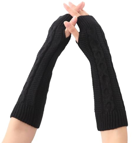 Cafevda Women Winter Arm Warmers Long Fingerless Mittens Gloves Wrist Warmers